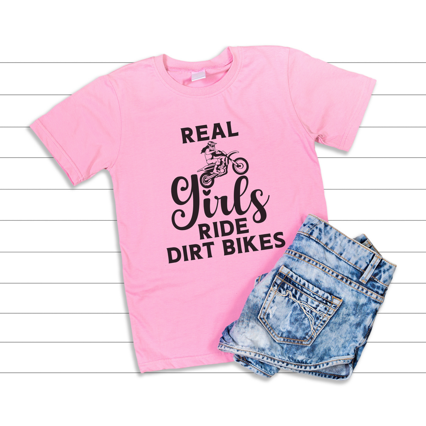 Real Girls Ride Dirt Bikes Kids T-Shirt